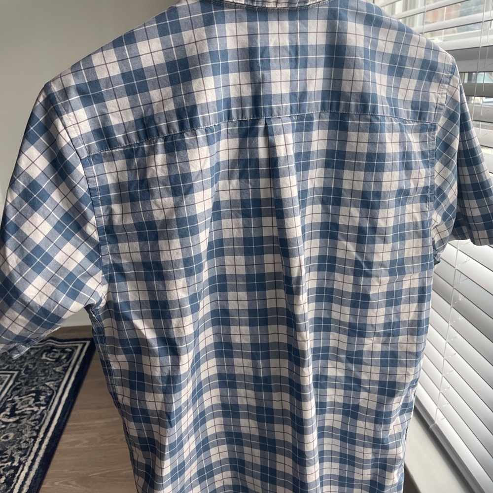 Patagonia Mens Blue Creme Organic Cotton Check Short Sleeve Button Up Shirt US S - Picture 5 of 6